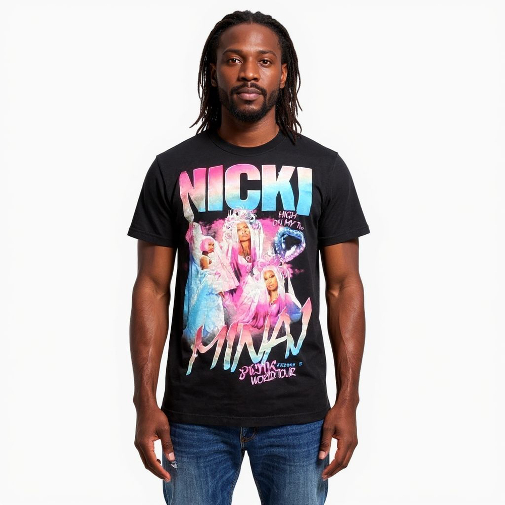 Nicki Minaj Pink Friday 2 World Tour Black Graphic T-Shirt - Large